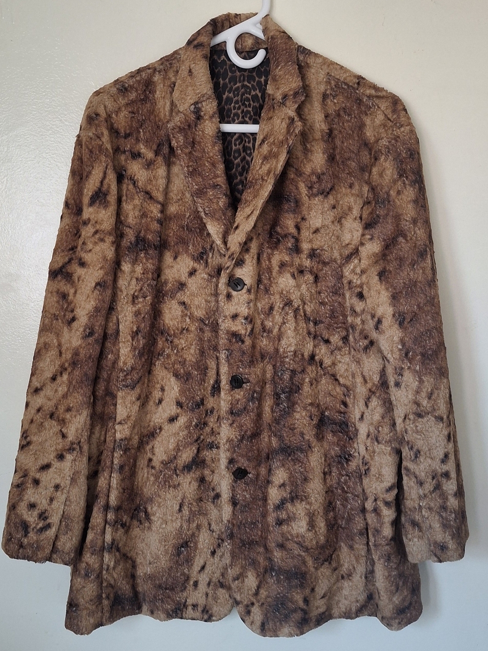 Masatomo Coat Leopard Style Animal Print Brown Tan 2XL